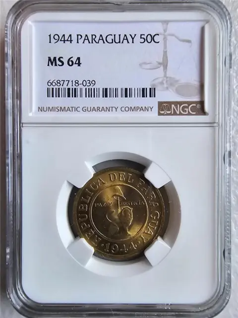 Paraguay 50 Centimos 1944 NGC MS 64