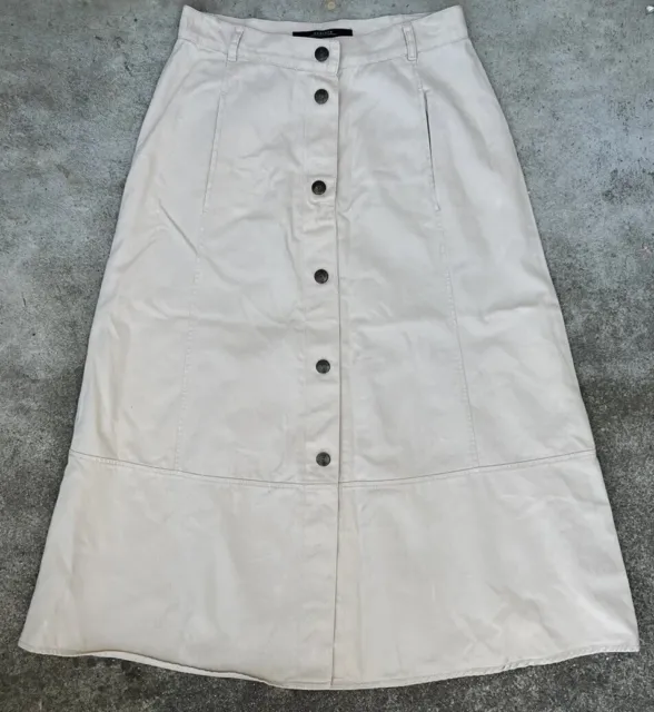 Weekend Max Mara Cotton Utility A Line Beige Midi Skirt US Size 10