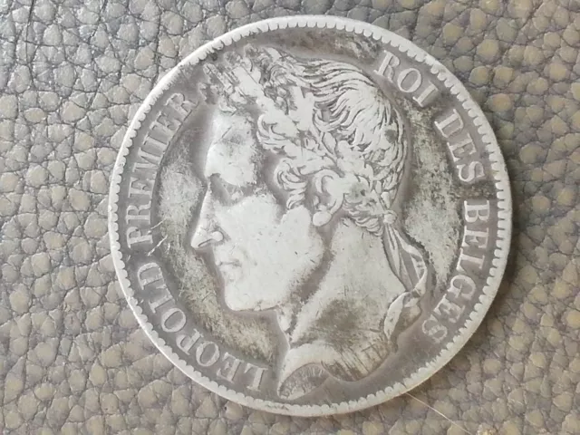 RARE pièce monnaie en Argent, 5 Francs Belgique - Leopold Ier - 1833 variante B