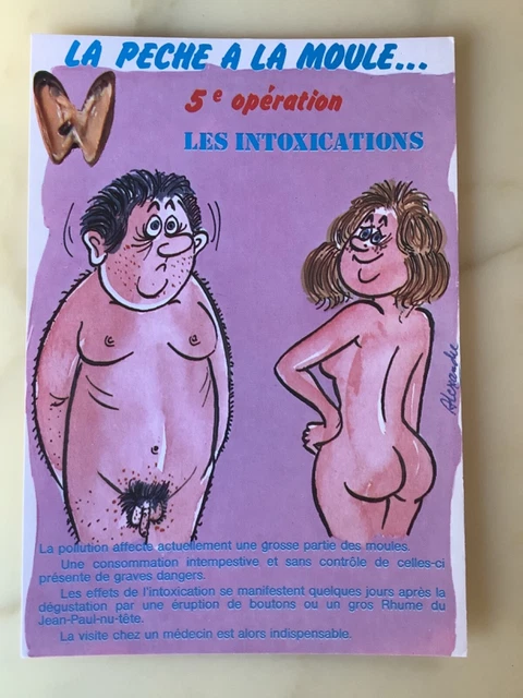 CP humoristique série "la pêche à la moule" les intoxications