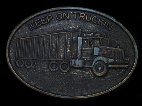 TH03112 VINTAGE 1970s **KEEP ON TRUCKIN'** COMMEMORATIVE BELT BUCKLE