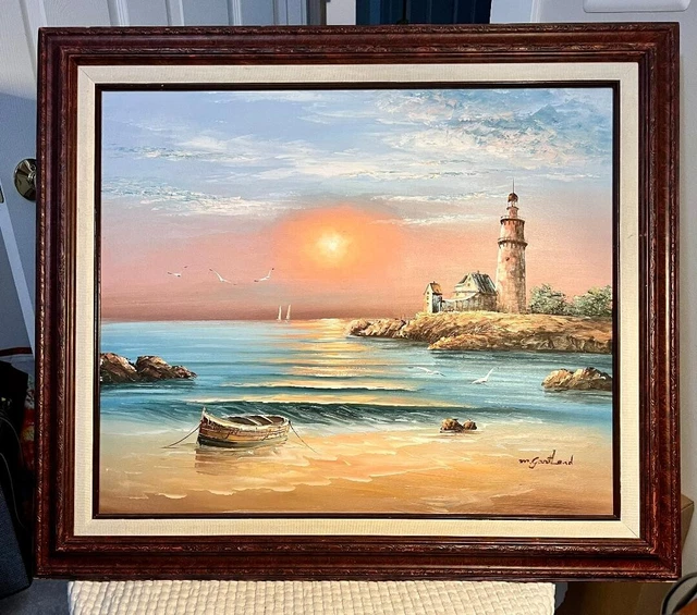 M. Gartland Original Framed Oil Painting Coastal Scene On Canvas 24x20