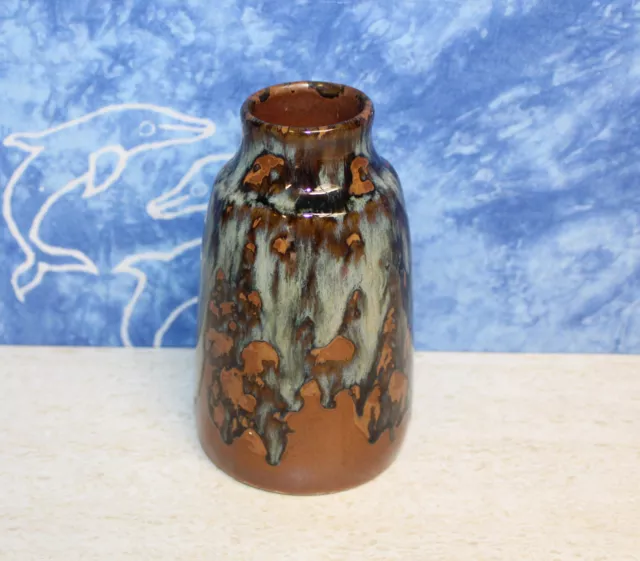 (CW) 6" Brown/Blue/Green Drip Glaze Ceramic Pottery Vase