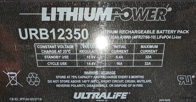 Ultralife Lithium Power Battery URB12350 12.8 V rechargeable (new)