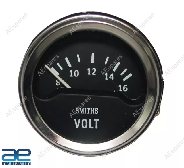 Smiths Additionnelle Batterie Voltmètre Volts Jauge Bordure Chromée 52mm @ UK
