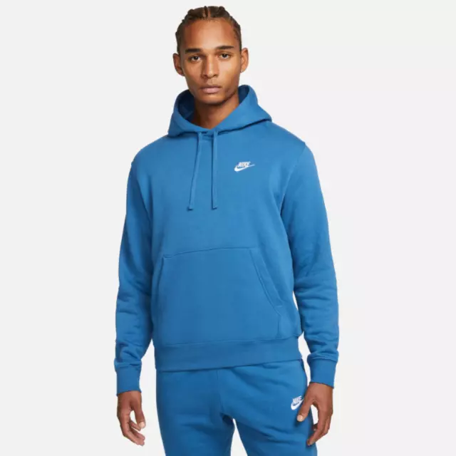 Nike NSW Club Fleece Mens Hoodie Blue Multi Size Pullover Top