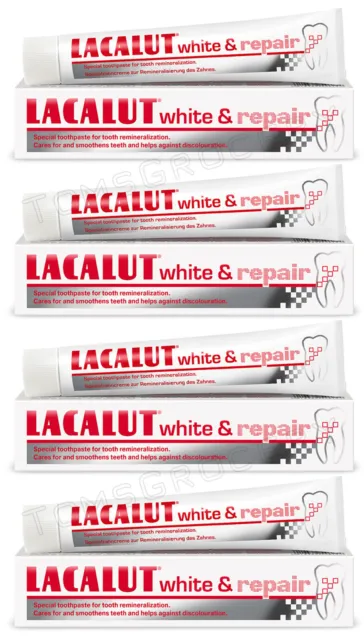 4 LACALUT WHITE & REPAIR Daily Toothpaste for Tooth Remineralization 75ml