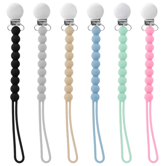 Cadena de acero inoxidable de silicona chupete con clip soporte para pezones bebé