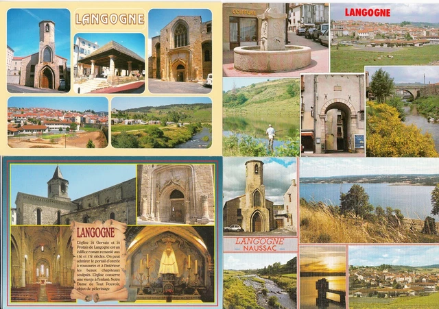 Lot 4 de cartes postales anciennes 10X15cm LOZERE LANGOGNE