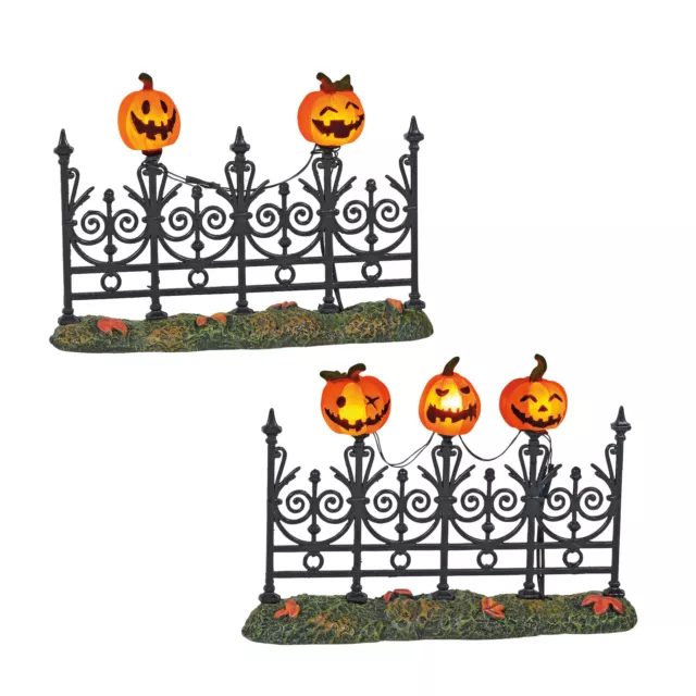 Department 56 Village Accessories Jack-o-Lantern Mini Lit Fence Figurine Set