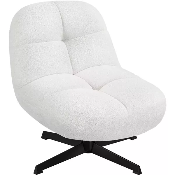 Chaise de Salon en Tissu Bouclette Petit Fauteuil Salon Rebondi