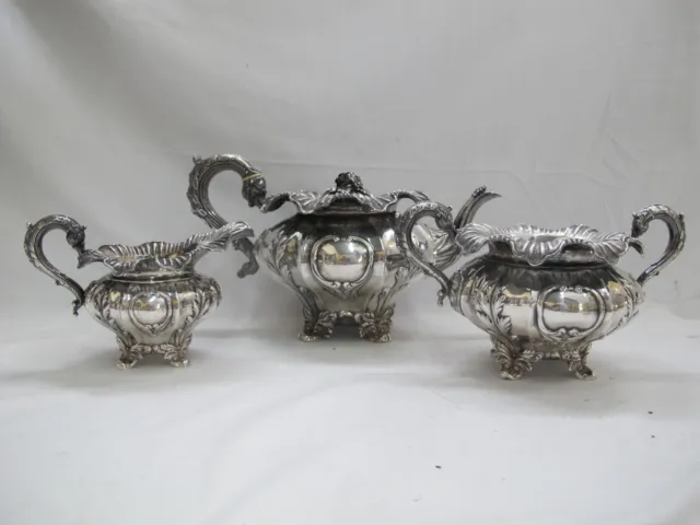 English VICTORIAN Sterling Silver Teapot Sugar & Creamer SERVICE Set