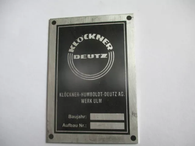 Typenschild Schild KHD Klöckner Deutz Abnahmeschild Wehrmacht WW 2 oldtimer S73