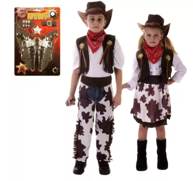 Kostüm Jungen Mädchen Kinder Cowboy Verkleidung Outfit Party Rodeo Wilder Westen