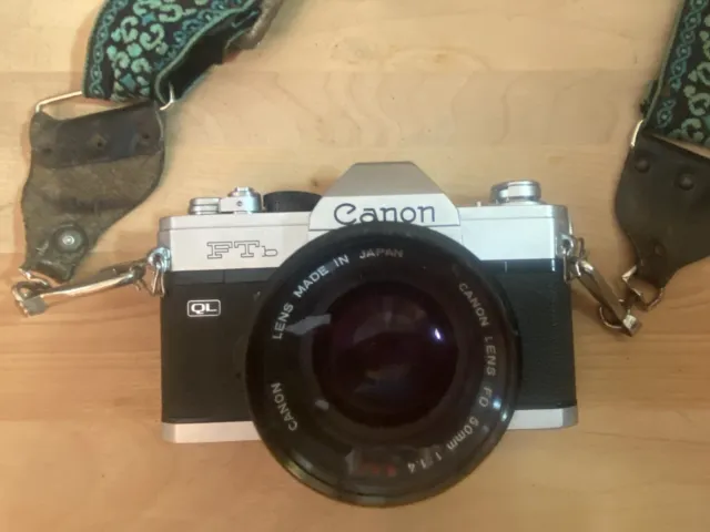 Canon FTb QL 35mm SLR Film Camera with Canon FD 50mm 1:1.4 Lens