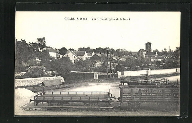 CPA Chars, Vue generale et prise de la Gare