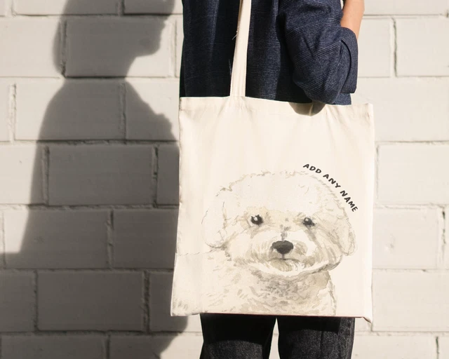 Personalised Bichon Frise Dog Portrait Illustration Natural Cotton Shopper Tote