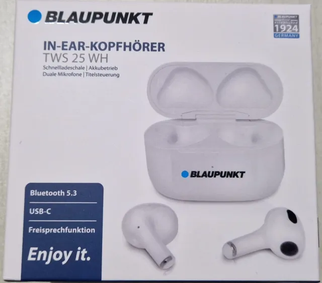 Blaupunkt TWS 25 Weiß In Ear Kopfhörer Wireless Bluetooth Headset Kabellos