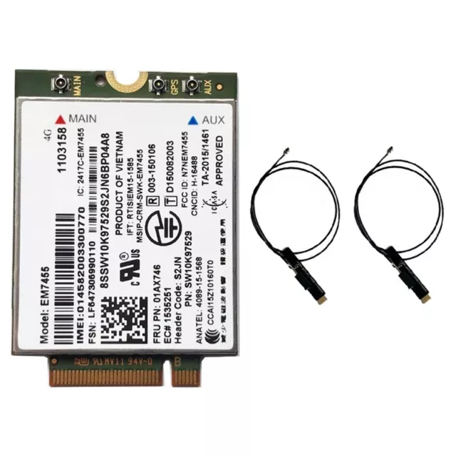 EM7455 01AX746 Tarjeta LTE 3G 4G+2XAntena para  X1 Carbon 5Th Gen X8650