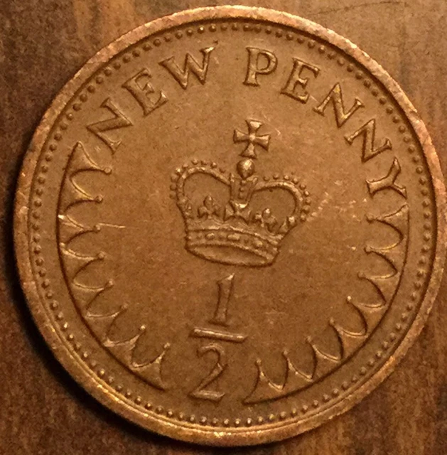 1976 Uk Gb Great Britain New 1/2 Penny Coin