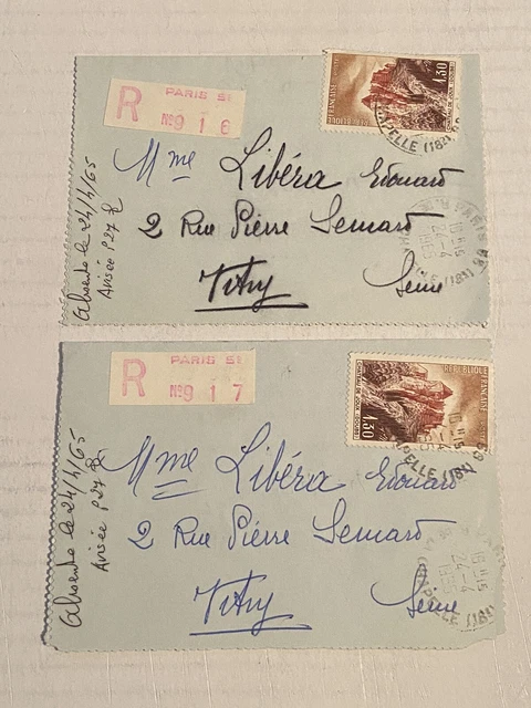 TIMBRE FRANCE n°1441 (1965) - LOT de 2 LETTRES RECOMMANDEES - Numéros se suivant