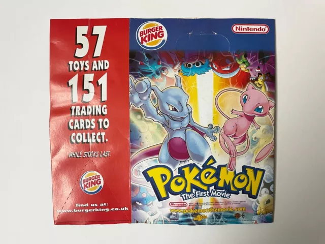 2000 Burger King UK Nintendo Pokemon Kids Meal Empty Box - The First Movie & N64