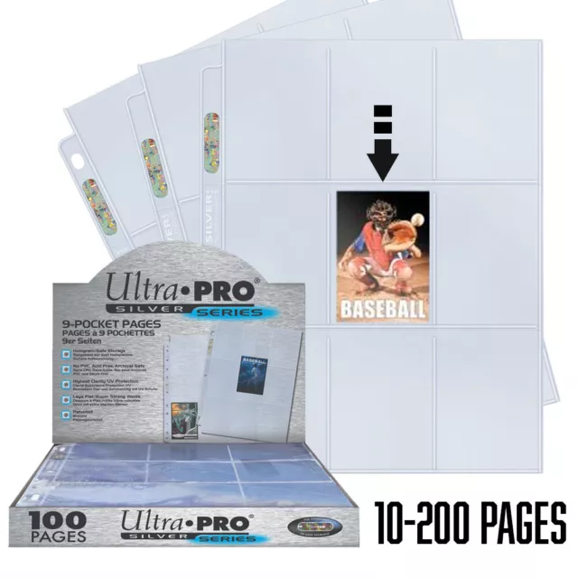 Ultra Pro 9-Pocket Trading Card A4 Sleeves Silver Series Pages 10 - 100 Pages