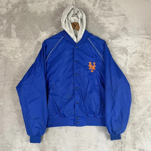 Vintage 90s New York Mets Hooded Swingster Jacket - Mens Size Large - Blue