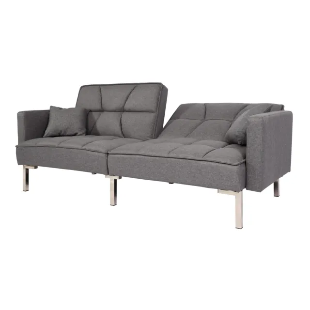 Divano letto regolabile sofà Schienale Regolabile con cuscini in tessuto grigio