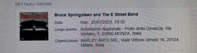 2 biglietti concerto Bruce Springsteen Parco di Monza PIT B2 - 25 luglio 2023
