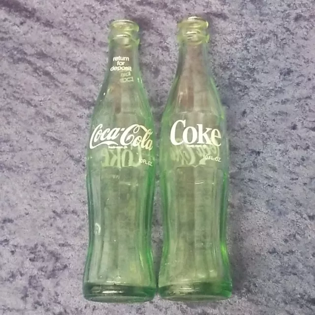 Jackson MISS Knoxville TENN Coca-Cola Coke Green Glass ACL 2 Bottles 10 FL OZ