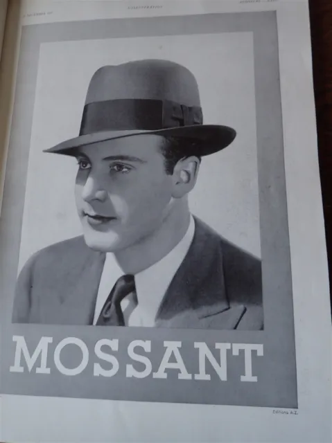 chapeau MOSSANT publicité papier ILLUSTRATION NOEL 1933