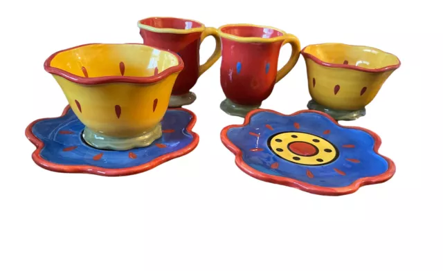 Certified International Susan Winget Garden Brights Two Mugs, Bowls And Plates