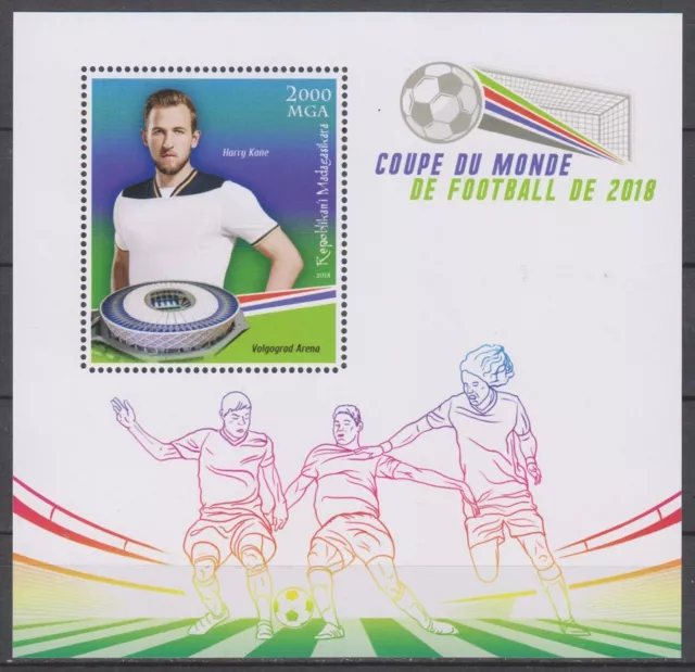 Briefmarken Fussball-WM 2018 - Kane - MADAGASKAR - Block postfrisch