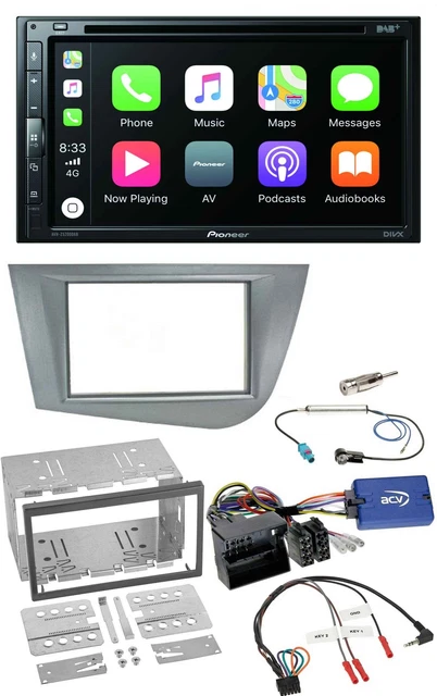 Volante Pioneer DVD 2DIN DAB Bluetooth USB autoradio per Seat Leon 2005-2012 sil
