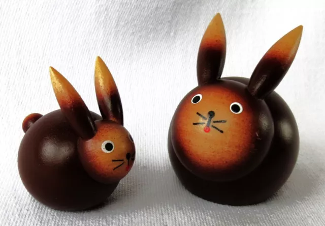 Ostern - Hasen Duo von Pewo Holzkunst Erzgebirge  - 5 cm + 3 cm  - So süß!