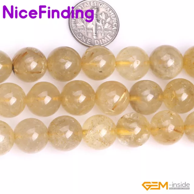 Wholesale Lot Natural Golden Rutilated Quartz Jewelry Making Loose Beads 15" DIY