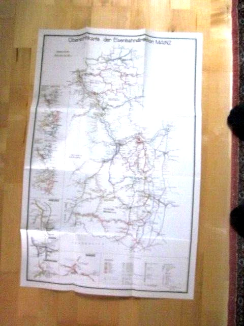 Eisenbahn Bezirkskarte Bundesbahndirektion Mainz 1951 Großformat