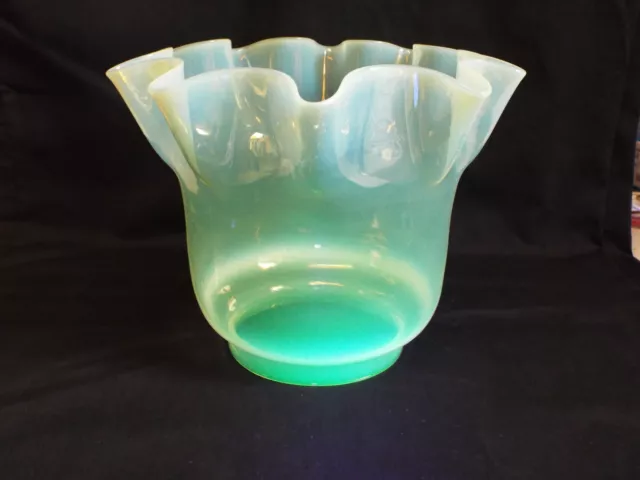 Stunning antique uranium vaseline glass oil lamp shade