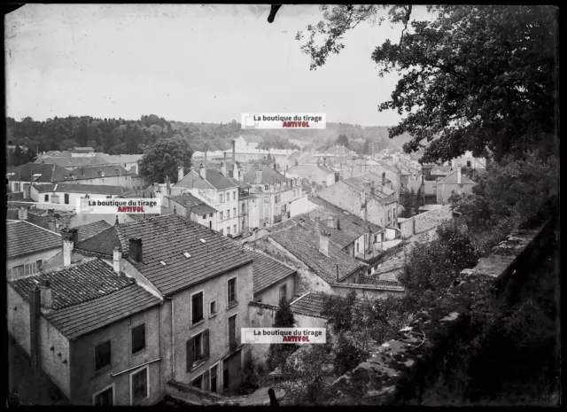 Plaque verre photo vintage négatif noir et blanc 13x18 cm Bourbonne-les-Bains