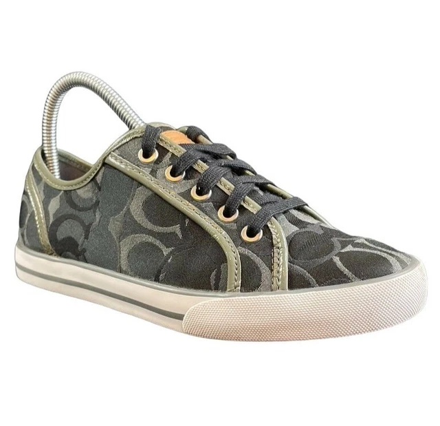 Coach Dee Optic Signature C Black Gray Sneakers Women's Size 7B Q998
