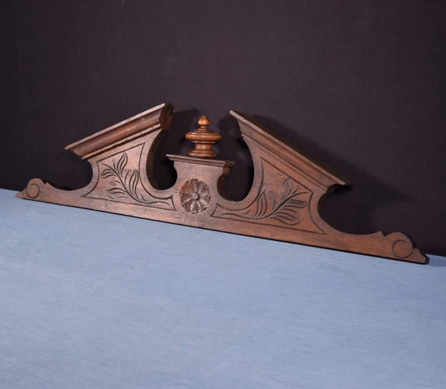 34" Large French Antique Crest/Pediment/Crown in Solid Oak Wood Highly Carved 3