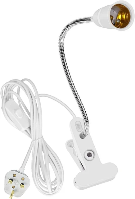 Clip Schreibtischlampe, E27 Lampenhalter Clip On Glühbirnenhalter Flexible Lichtbasis mit UK
