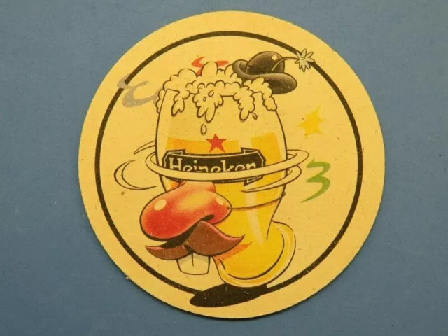 Beer Coaster ~ Heineken Bier - Zoeterwoude Netherlands Brewery ~ Nose & Mustache