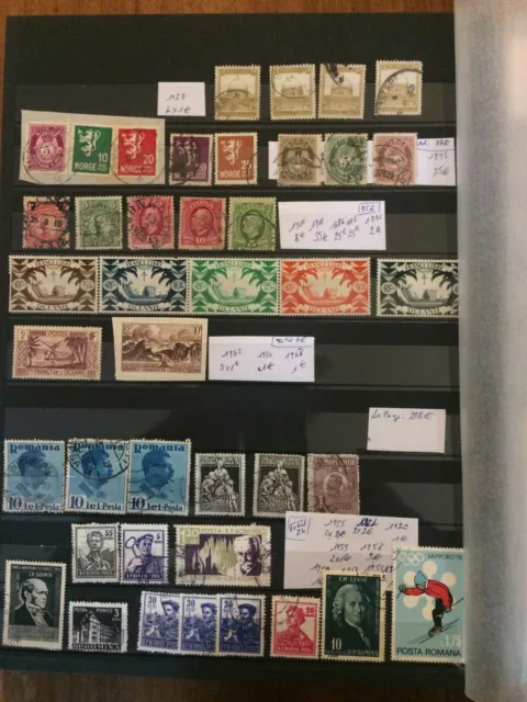 Timbres de collection; Norvège, Palestine, Suède,Océanie, Roumanie.de 1883-1958.