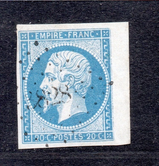 1853-1860 Napoléon III - un timbre Napoléon III n° 14 20 c bleu sur 1853-1860 Napoléon III - un timbre Napoléon III n° 14 20 c bleu sur