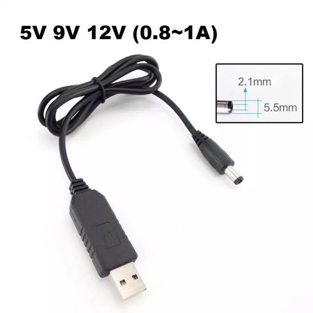 USB to DC Convert Cable 5V to 9V/12V Step-Up Cable Charging Lead 5.5*2.1mm