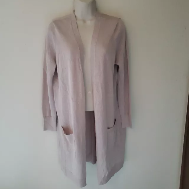 Halogen NWT Size MP Petite Linen Blend Open Front Beige Cardigan ●SNAG●