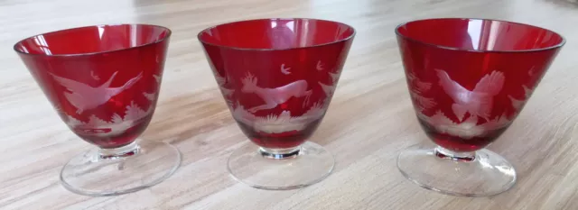 Likörgläser Jagdmotiv Aperitifglas Likörglas geschliffen vintage