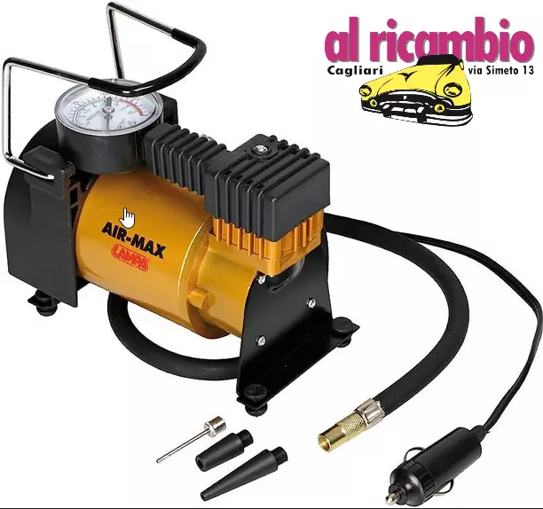 Air-Max, compressore 12V,cavo 3 metri + adattatori valvole